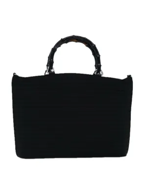 Bamboo Handle Nylon Handbag