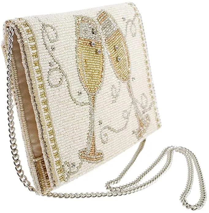 Champagne Taste Beaded Embroidered Handbag