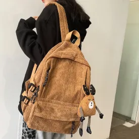 deanwangkt Women Corduroy Backpack Khaki SchoolBag Cute Teenage Girls Harajuku Female Bag Student Kawaii Lady Book Pack New Fashion Mochila