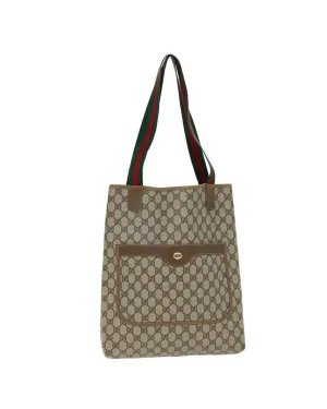 GG Supreme Web Tote Bag in Beige and Red PVC Leather and GG Canvas