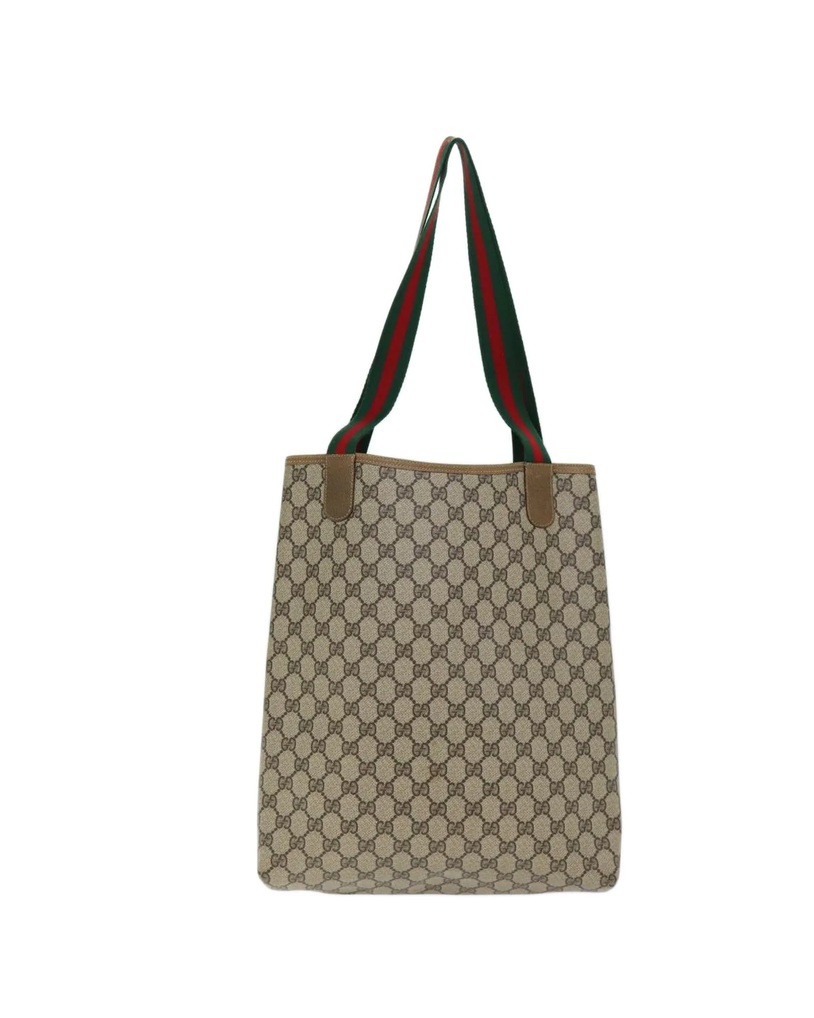 GG Supreme Web Tote Bag in Beige and Red PVC Leather and GG Canvas