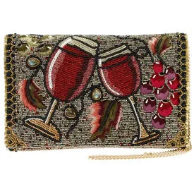 Glasses & Grapes Beaded Embroidered Handbag