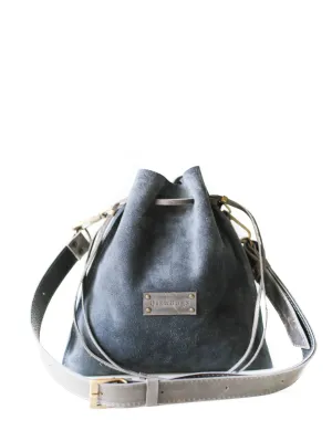 Gray Suede Cross Body Bag