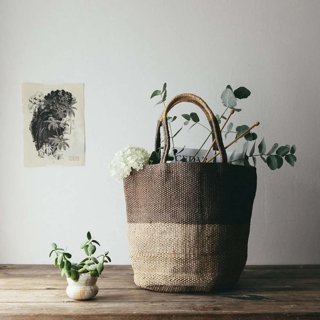 Hand Woven Jute Tote Bag Grey