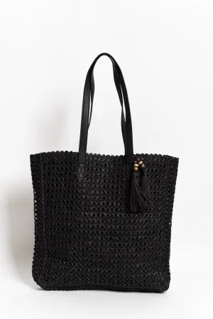 Izumi Black Woven Tote Bag