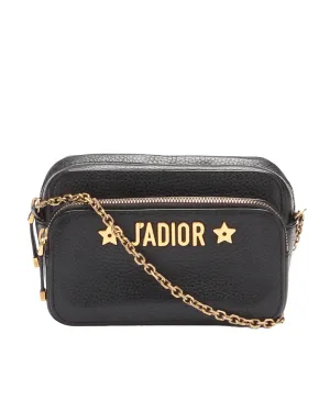 Leather Crossbody Bag with Gold-Tone Chain Strap