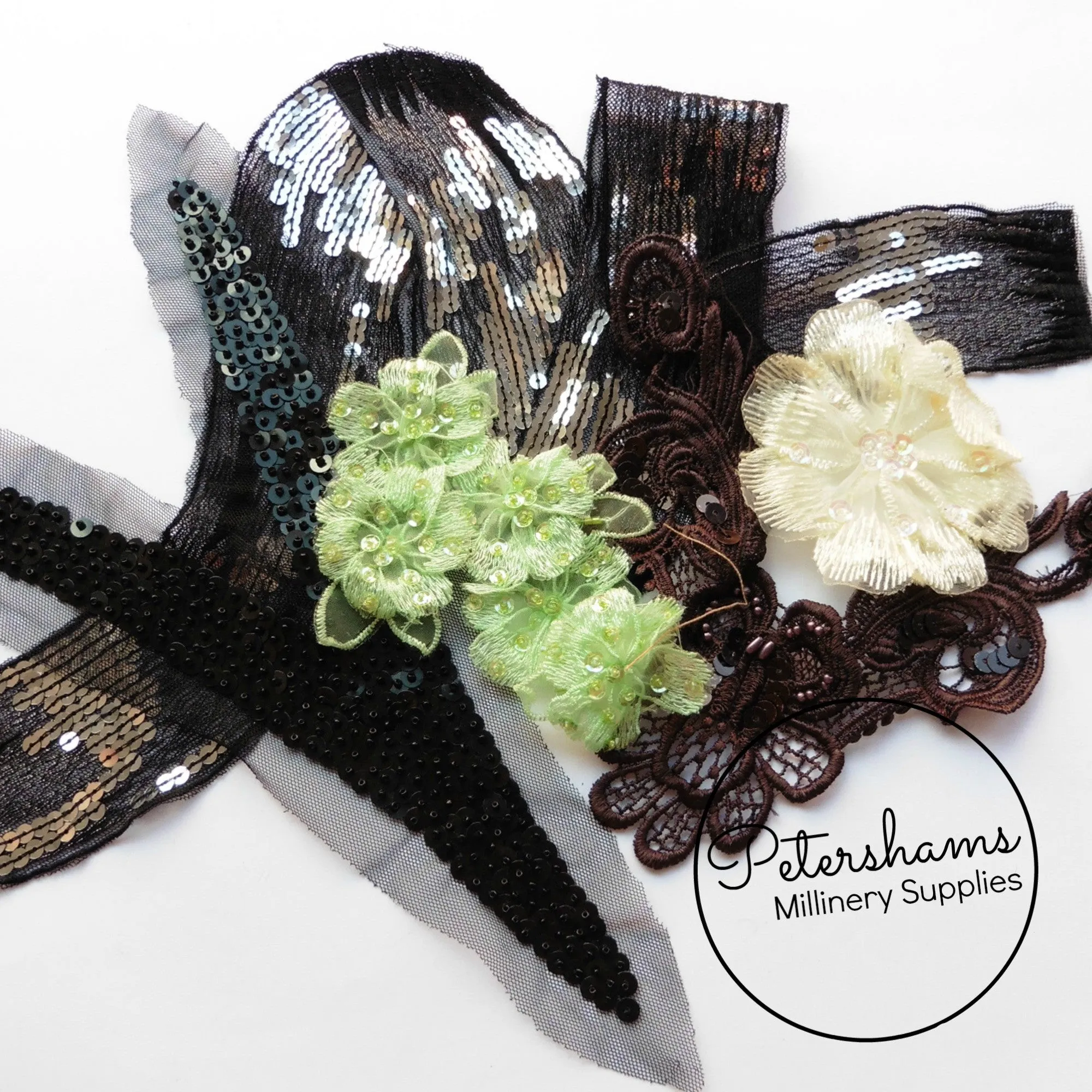 LUCKY DIP! 5 Assorted Beaded/Sequin/Lace/Embroidered Embellishment Motifs