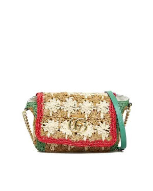 Raffia GG Marmont Crossbody Bag