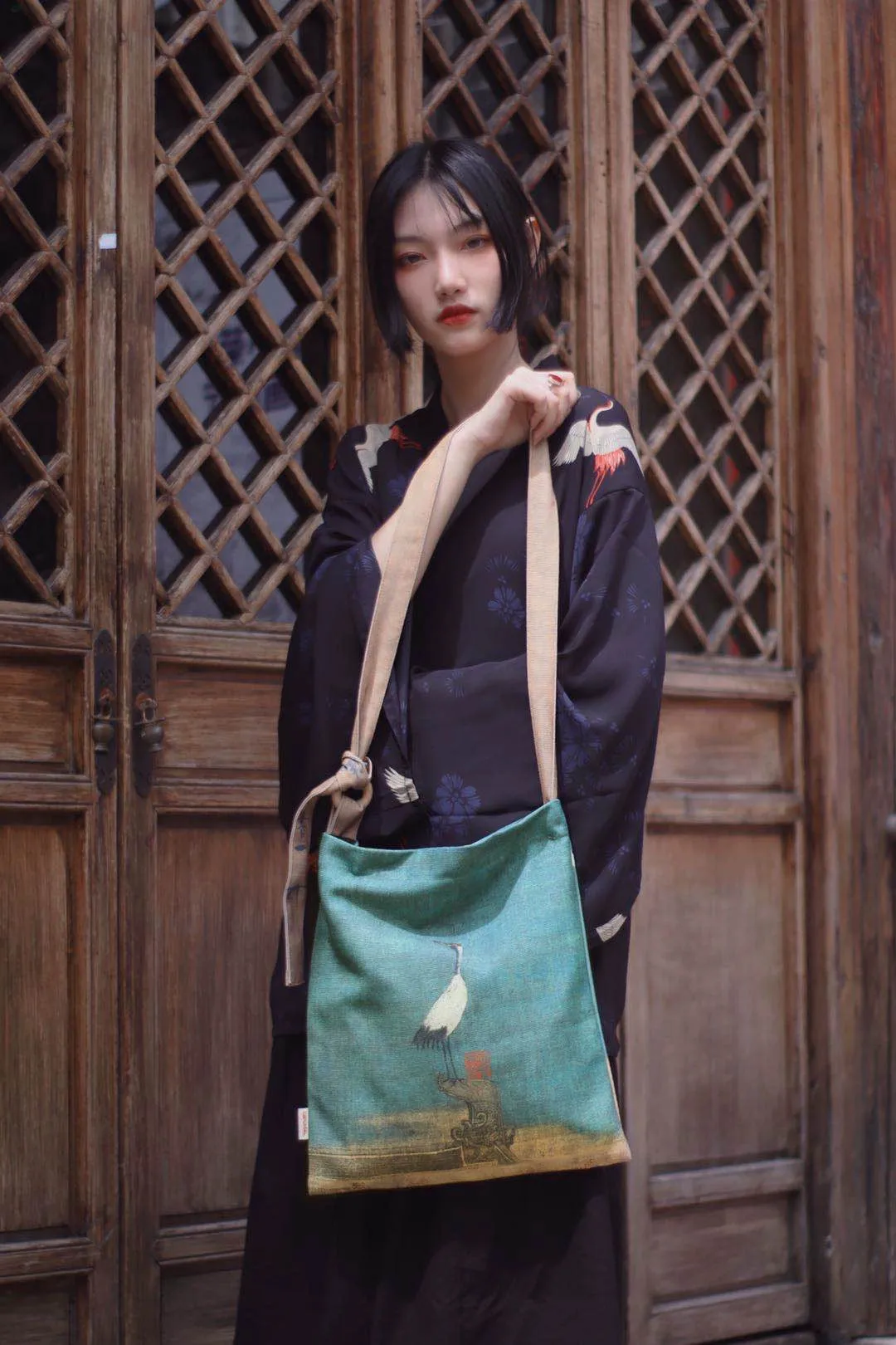 Rui Hé 瑞鹤图 Auspicious Cranes Painting Tote Bag