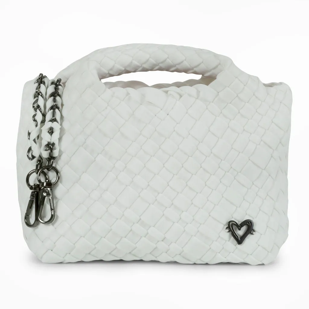 Tiny Mini Woven Tote - White