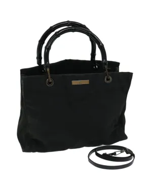 Versatile Nylon Hand Bag with Bamboo Handle